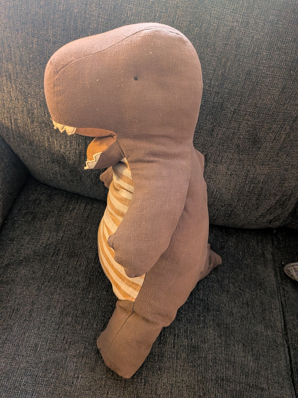 Maileg Gantosaurus Plush Dinosaur Big Large Chocolate Brown Striped Belly 17" - Picture 5 of 10